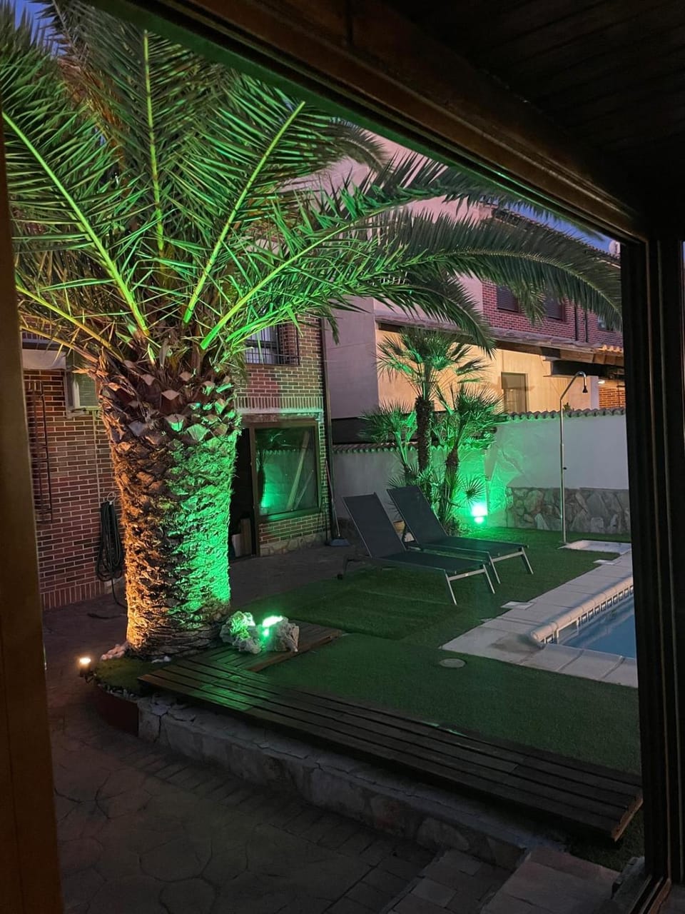 Night, Pool view, sunbed