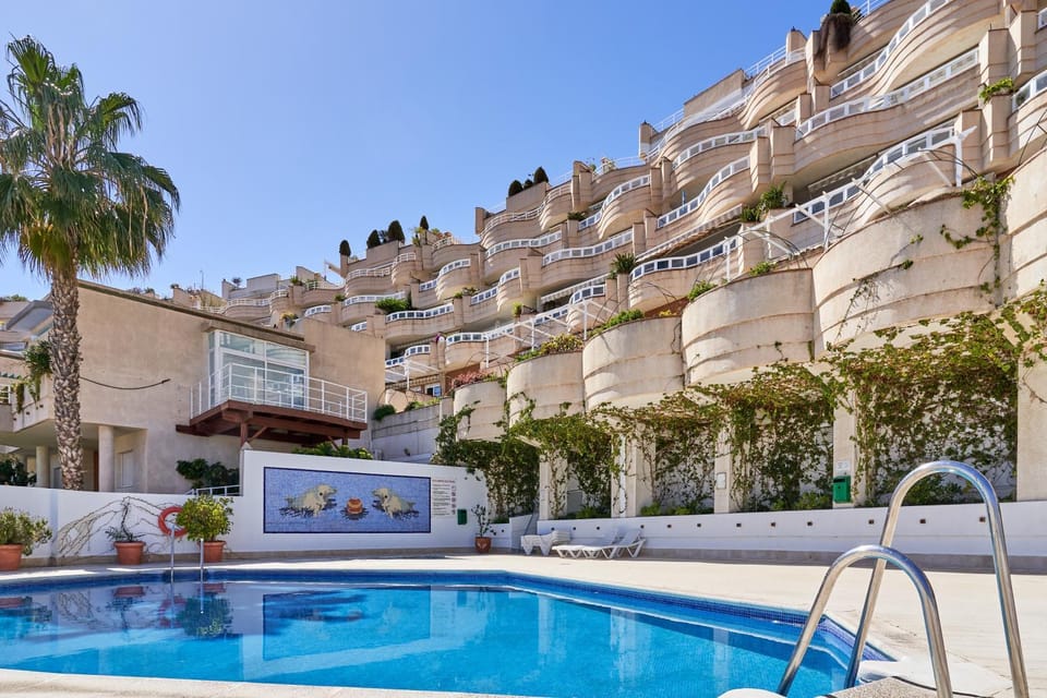 Property building, Living room, Swimming pool