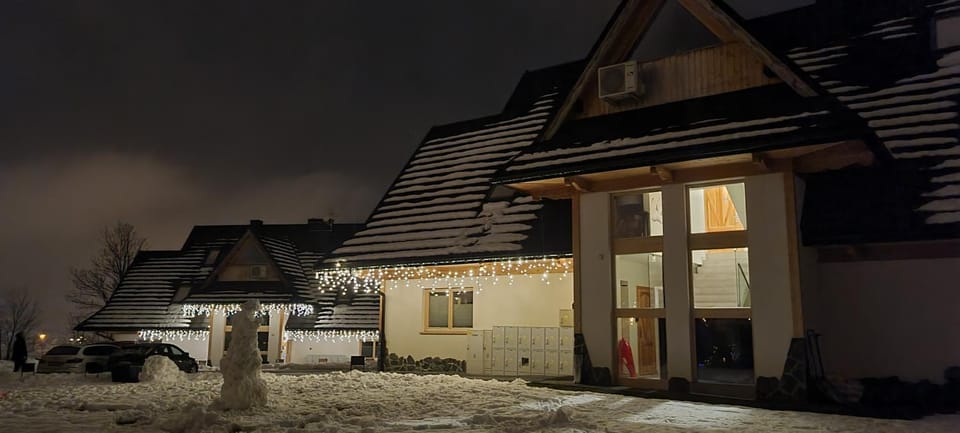 Property building, Night, Winter