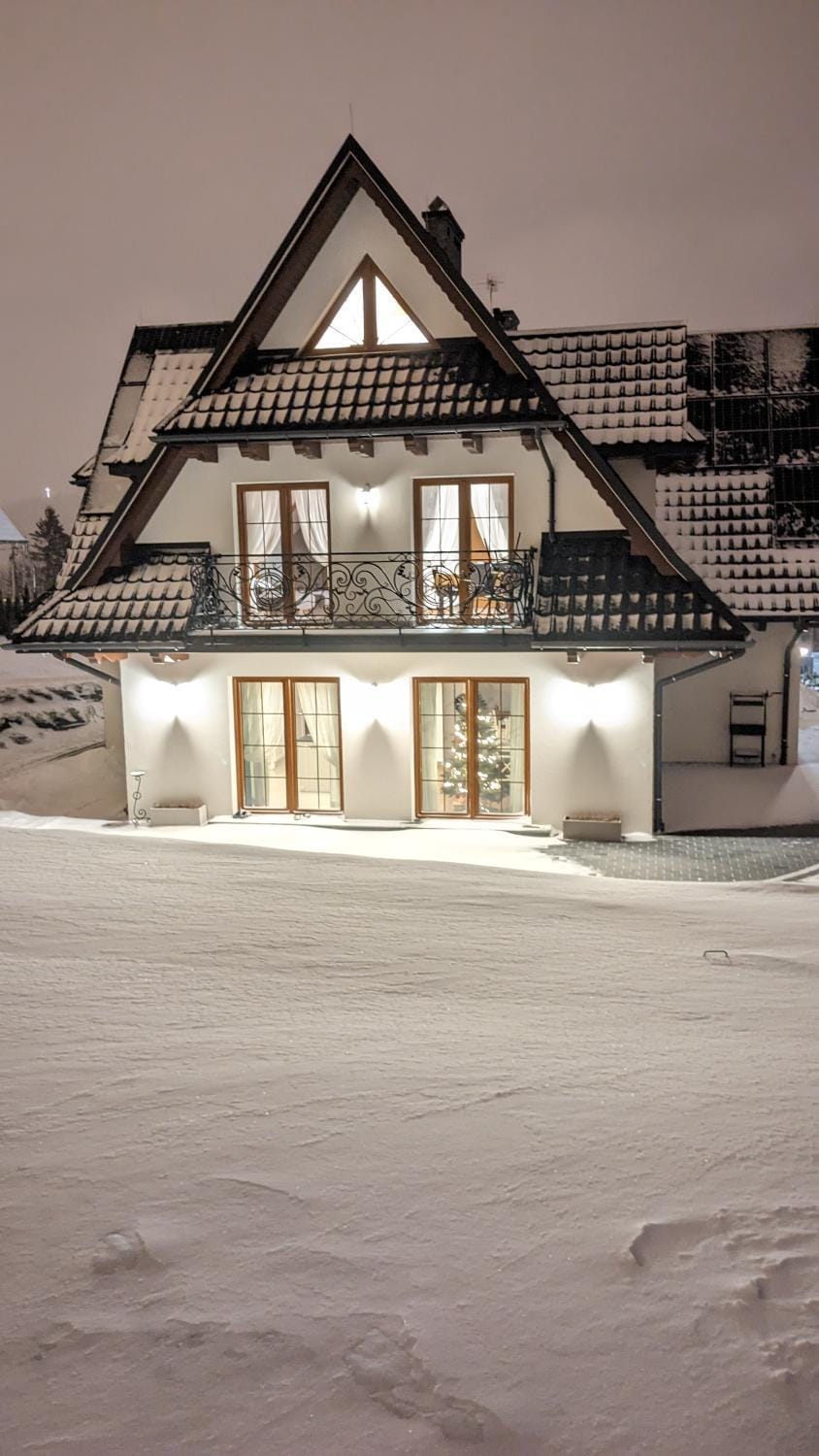 Property building, Night, Winter