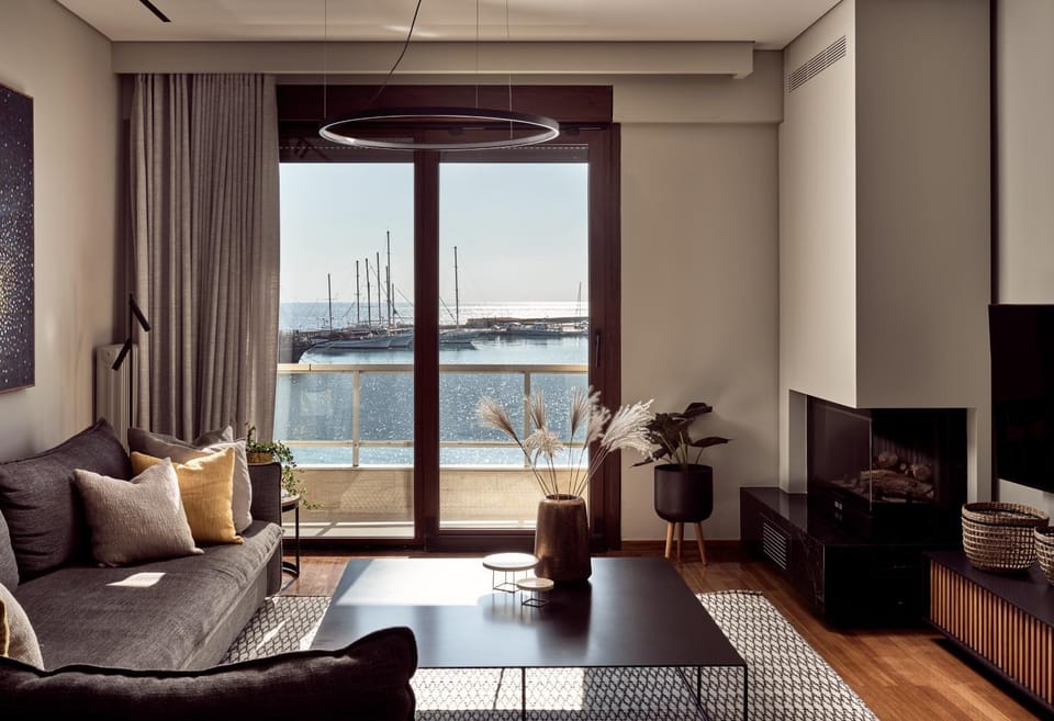 Living room, Seating area, Sea view