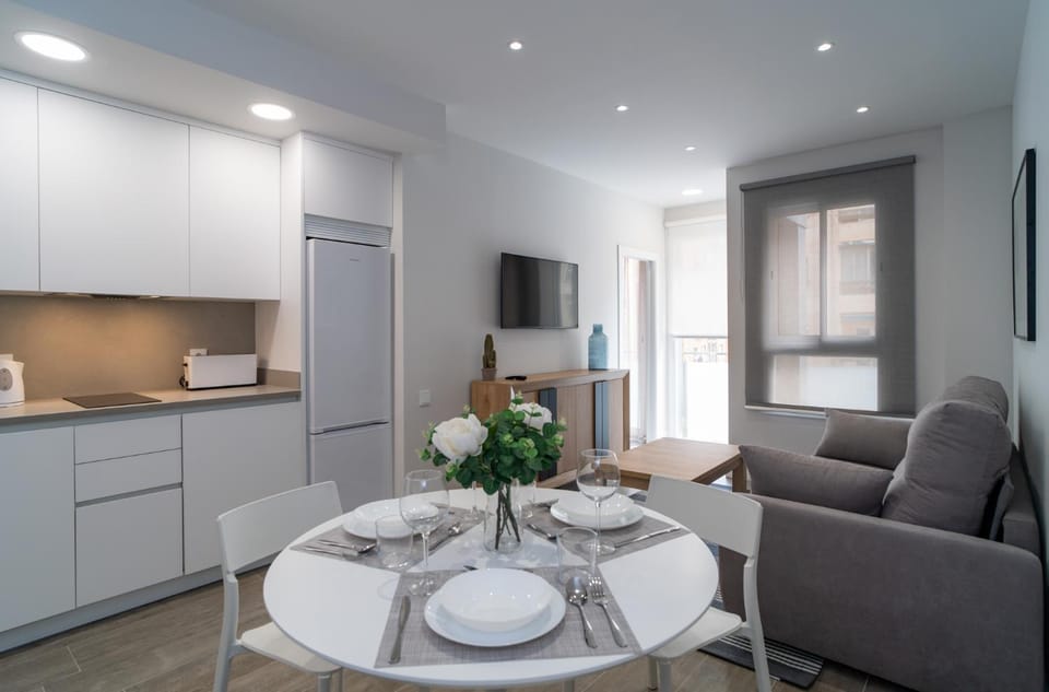 Kitchen or kitchenette, Living room, Dining area