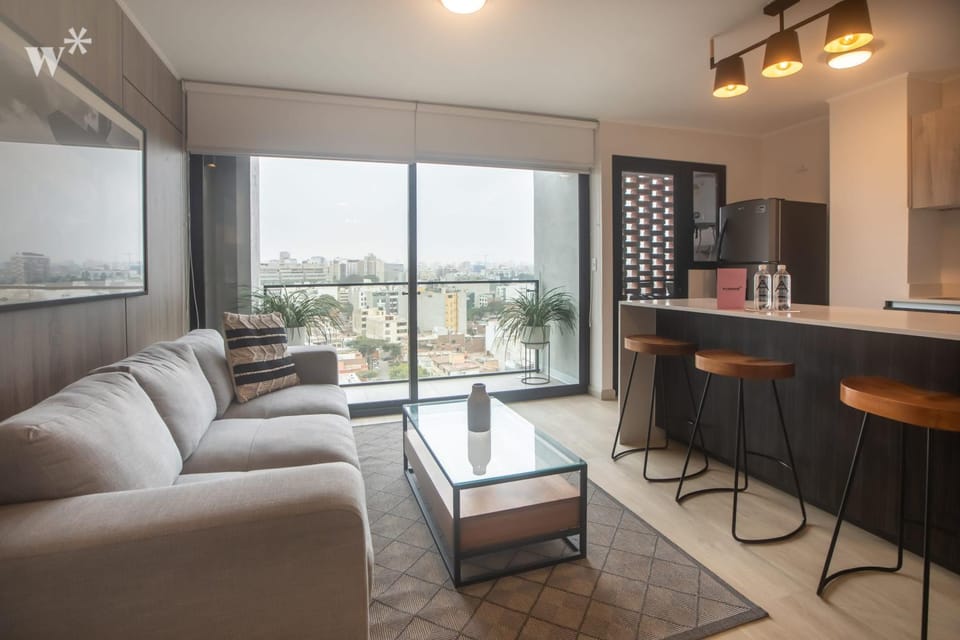 Kitchen or kitchenette, Living room, Seating area