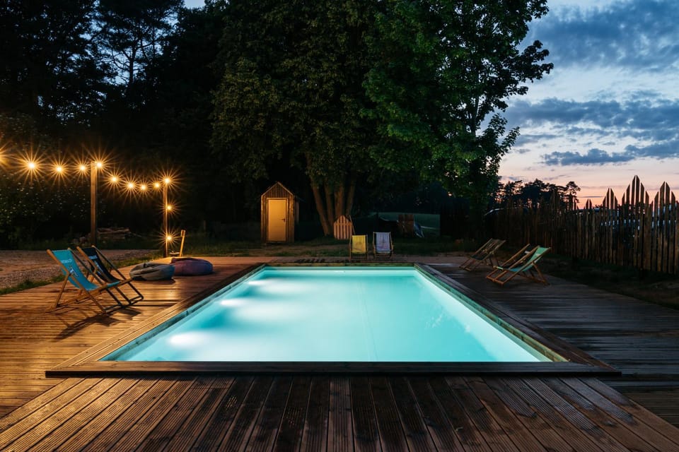 Night, Garden, Pool view, Swimming pool, Swimming pool