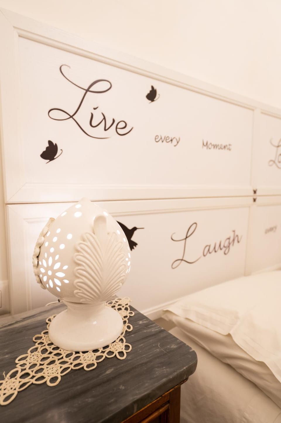 Bed, Decorative detail, Text overlay