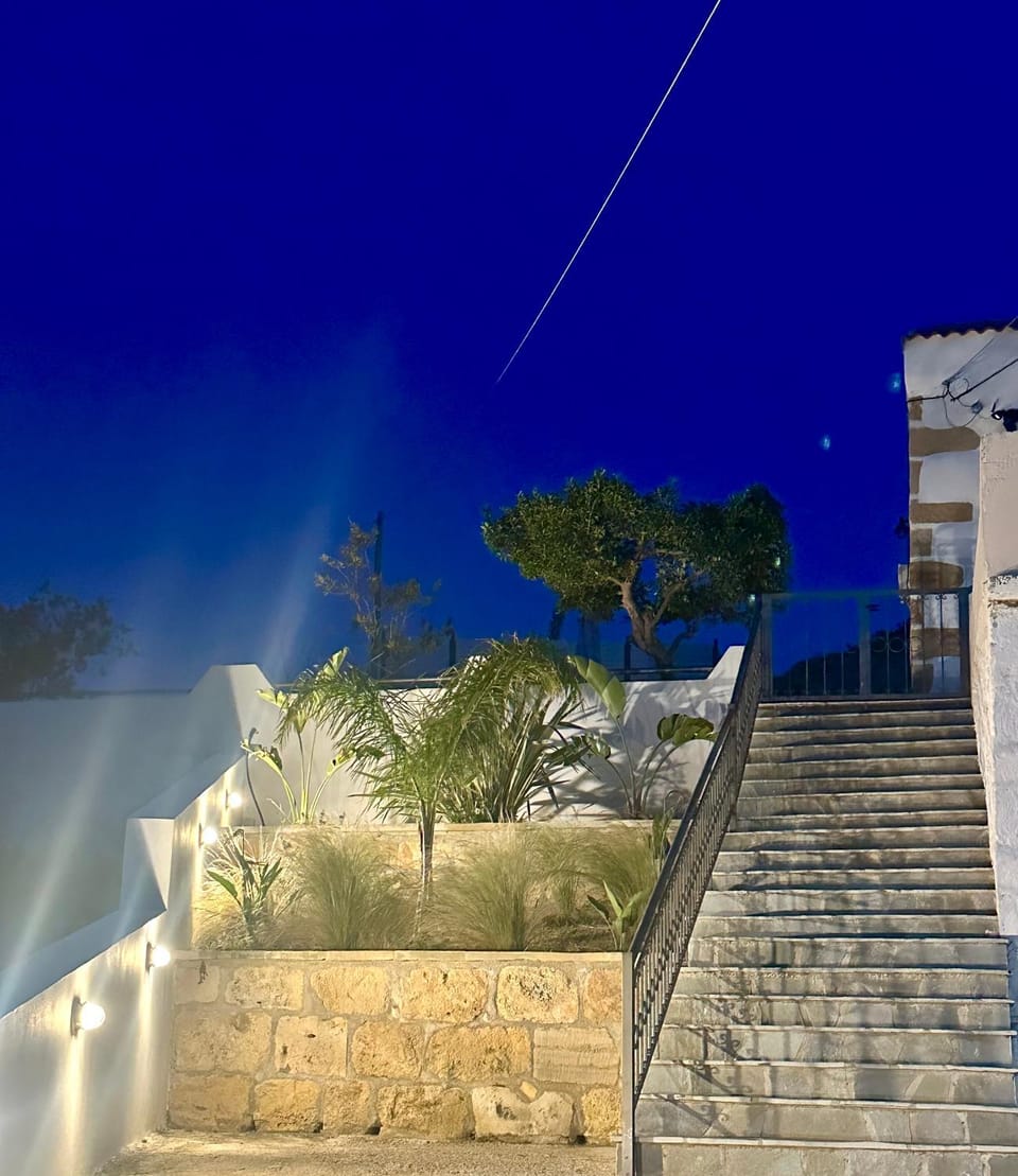 Property building, Night, Garden