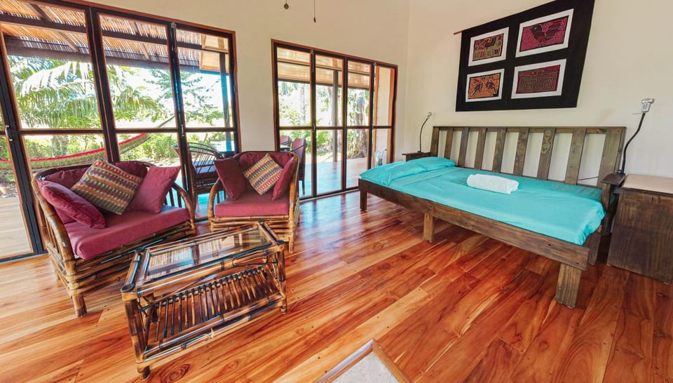Bed, Living room, Seating area