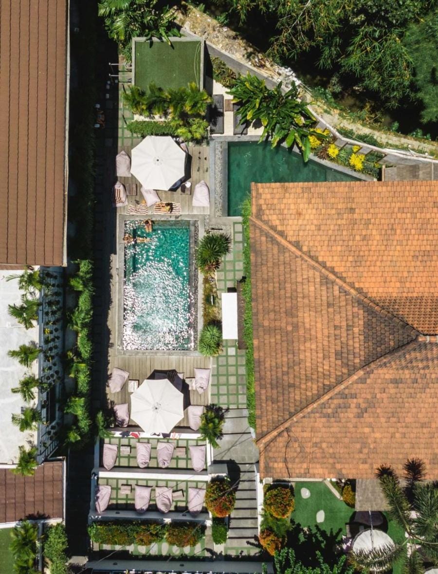 Property building, Natural landscape, Bird's eye view, Garden, Pool view