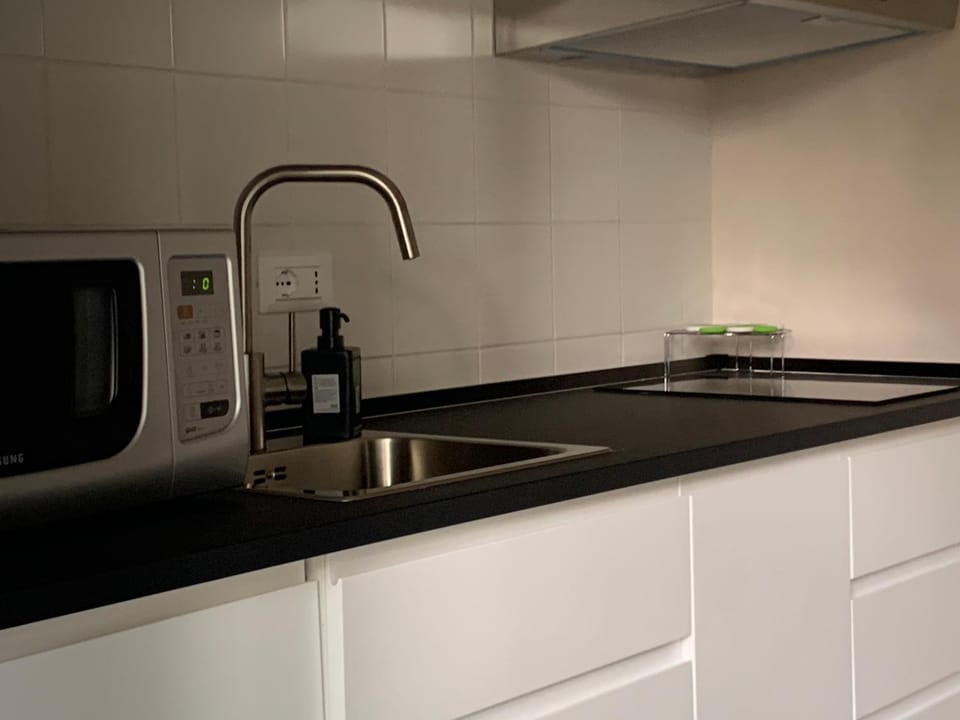 Kitchen or kitchenette, minibar, stove
