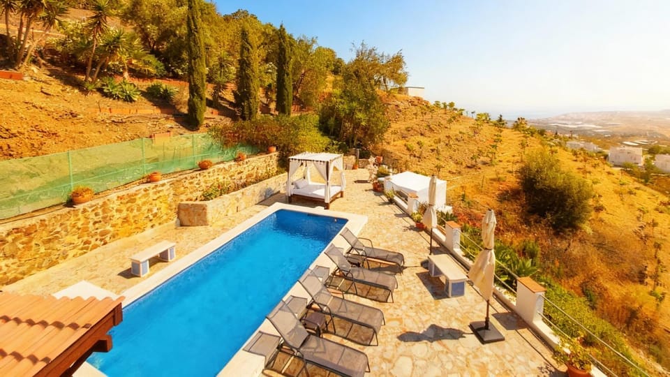 Spring, Day, Natural landscape, Mountain view, Pool view, Swimming pool, sunbed