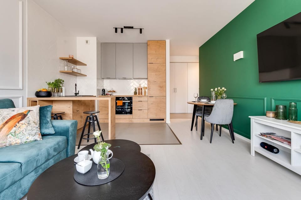 Kitchen or kitchenette, Living room, Seating area, Dining area, Communal kitchen