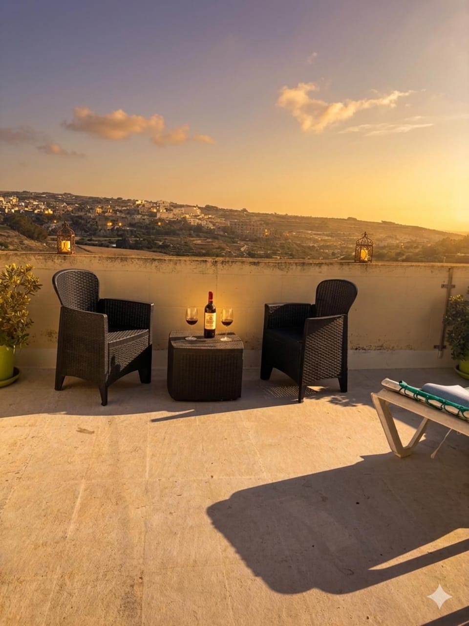 Patio, Natural landscape, View (from property/room), Balcony/Terrace, Sunset