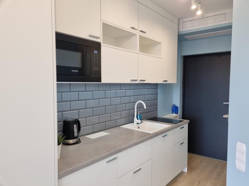 Kitchen or kitchenette, stove