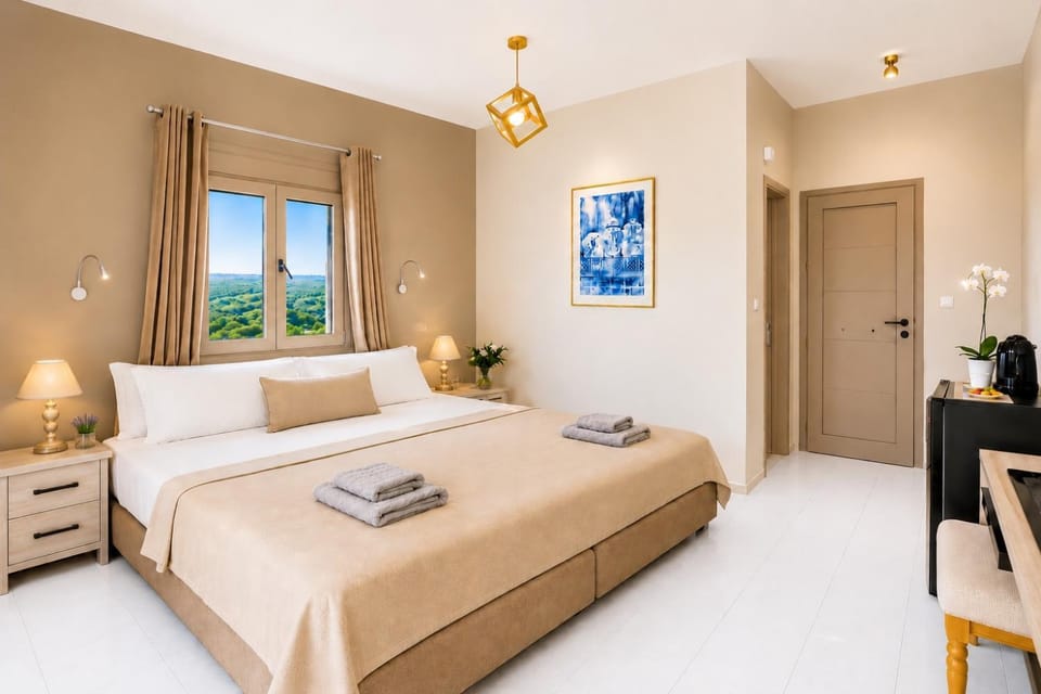 Bed, Photo of the whole room, Bedroom, towels
