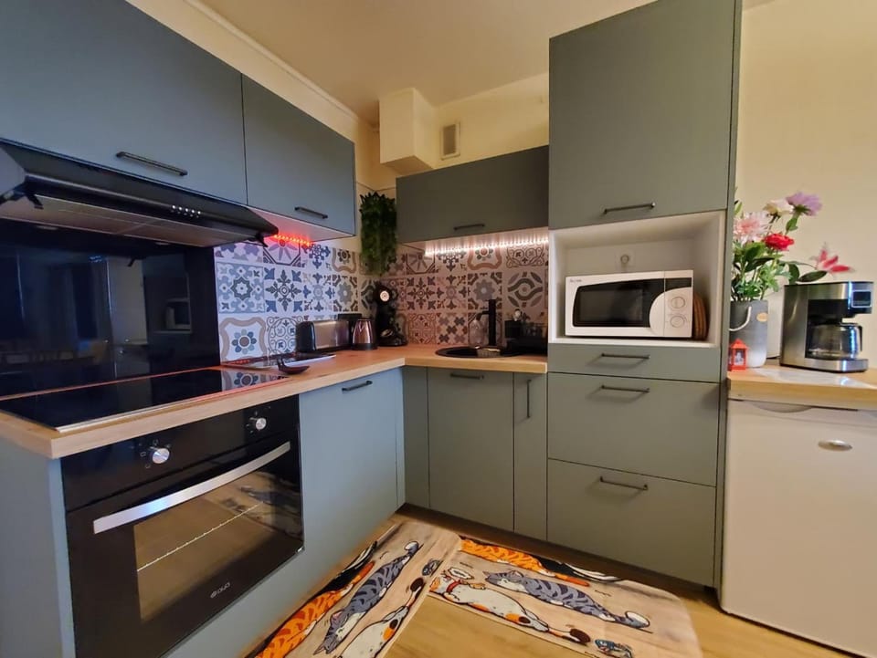 Kitchen or kitchenette, dishwasher, oven, stove