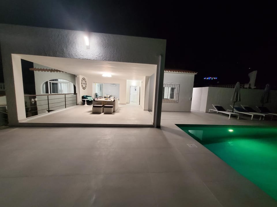 Night, Pool view, Swimming pool