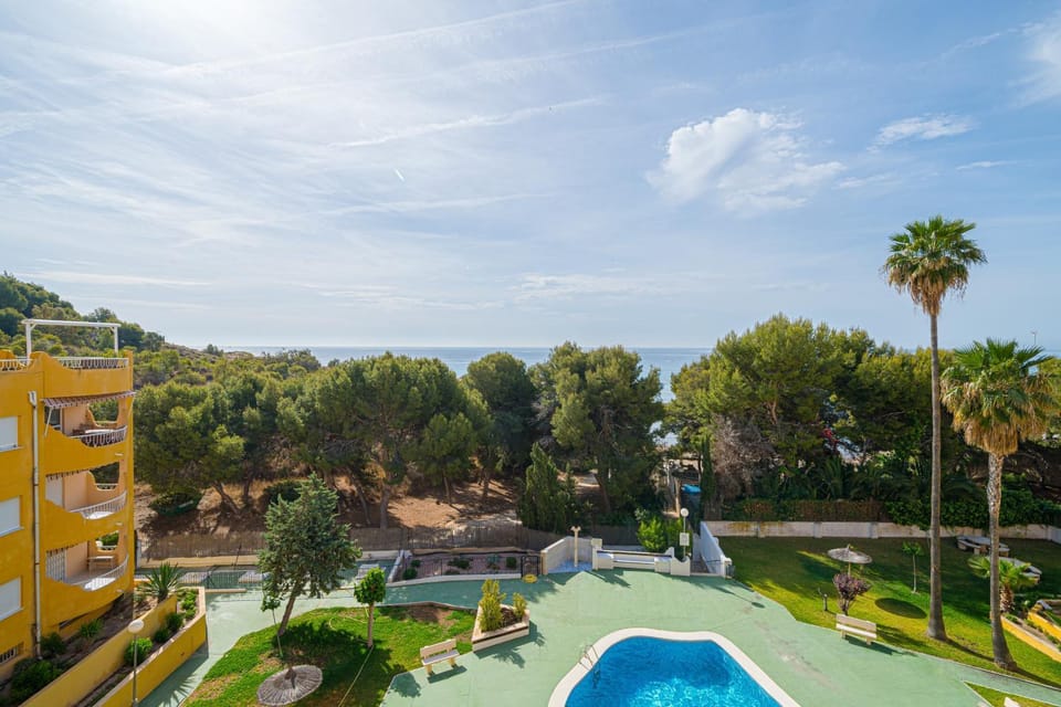 Property building, Living room, Swimming pool