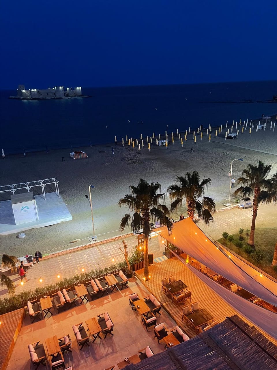 Night, Beach, Evening entertainment, Sea view