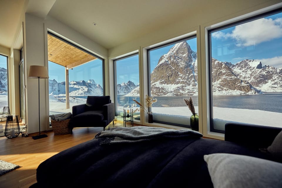 Winter, Living room, Mountain view