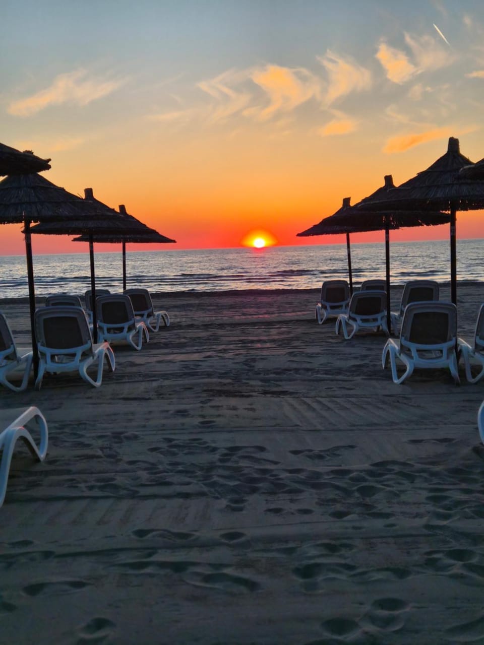 Sea view, Sunset, sunbed