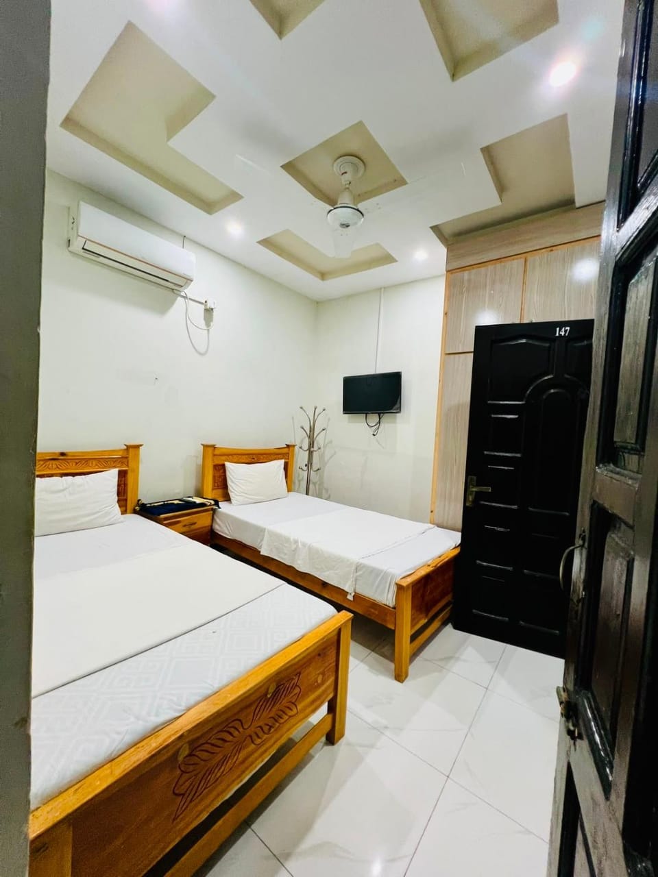 Bed, wardrobe, air conditioner