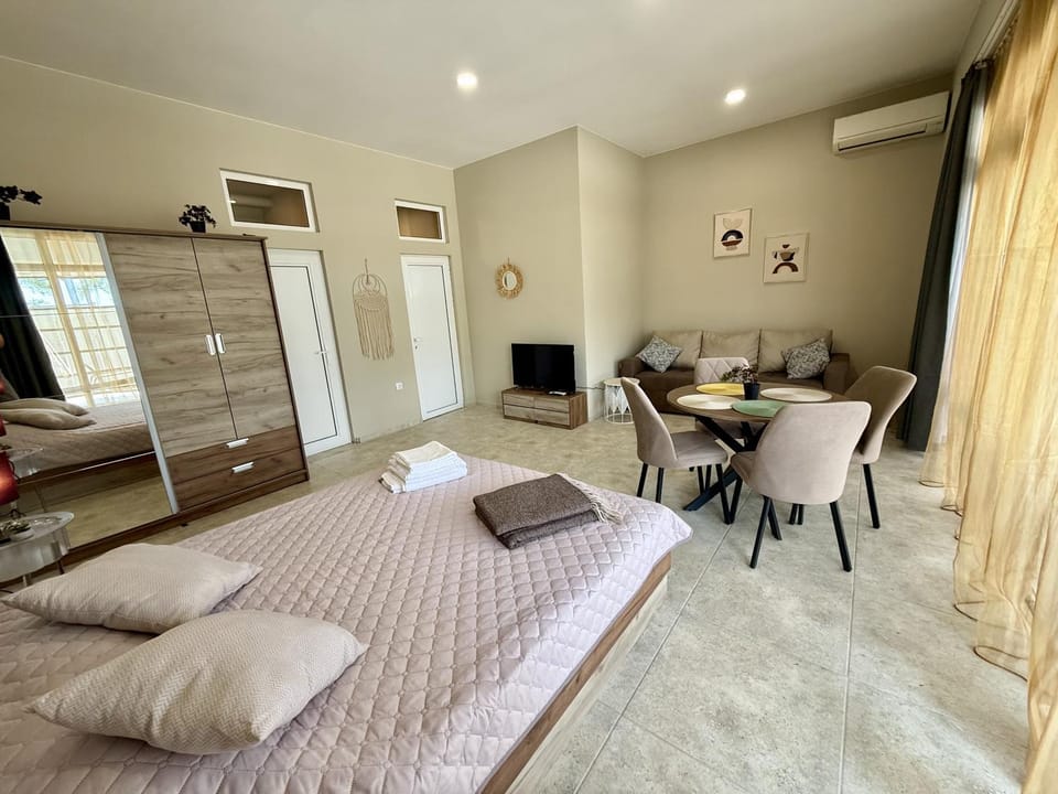 Bed, TV and multimedia, Living room, Photo of the whole room, Dining area, Bedroom, wardrobe, air conditioner