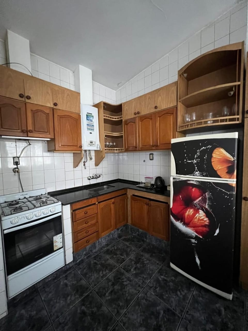 Kitchen or kitchenette, oven, toaster