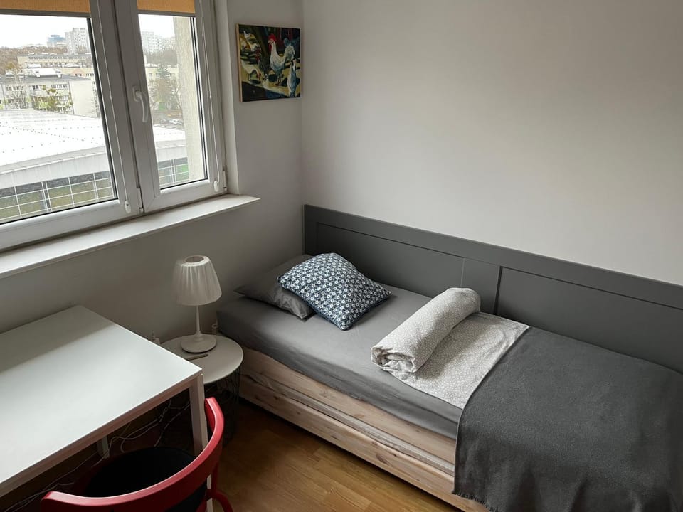 Property building, Bed, Living room, Inner courtyard view