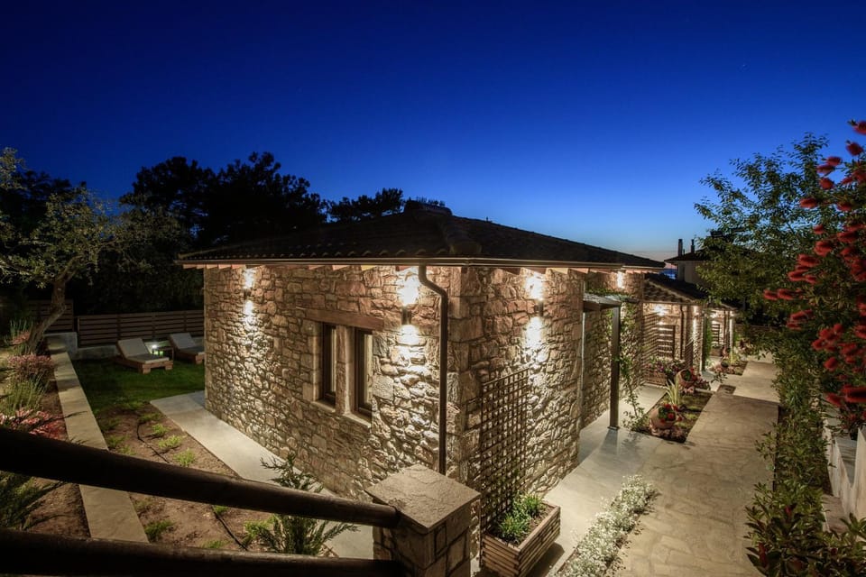 Property building, Night, Garden, Garden view
