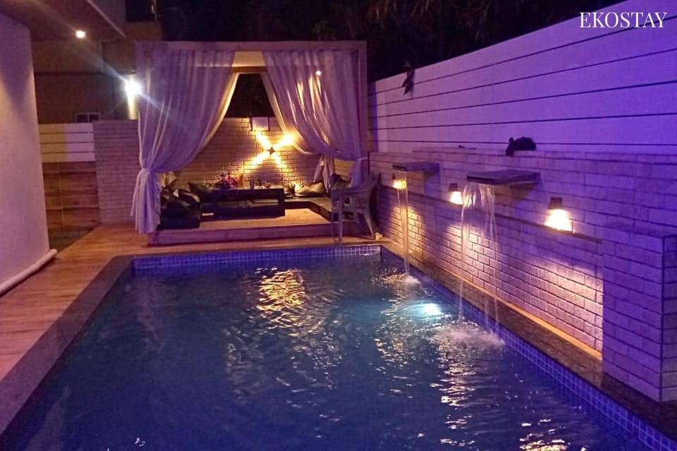 Night, Pool view, Swimming pool