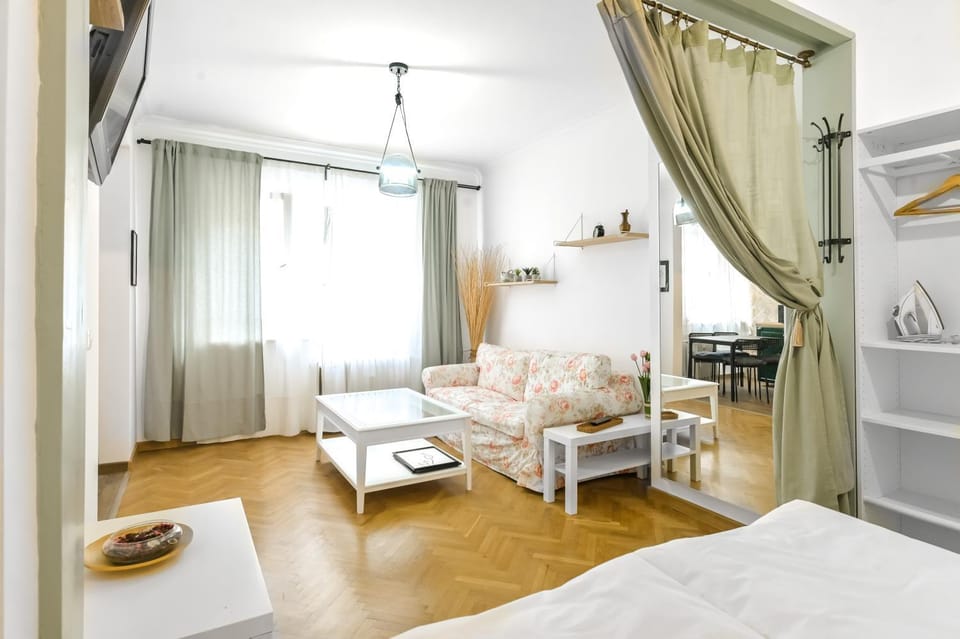 Bed, TV and multimedia, Living room, Photo of the whole room, Seating area, Bedroom, flat iron, towels, wardrobe