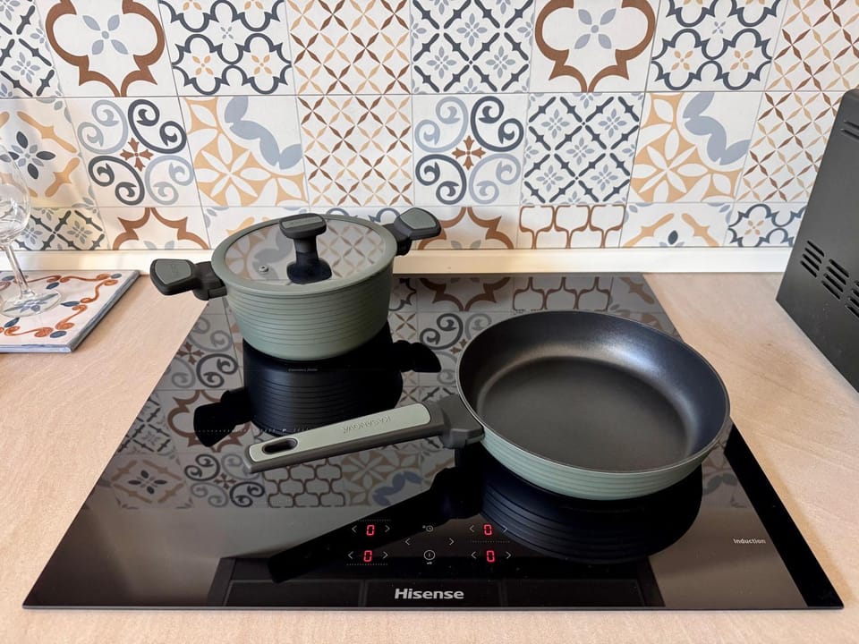 Kitchen or kitchenette, stove
