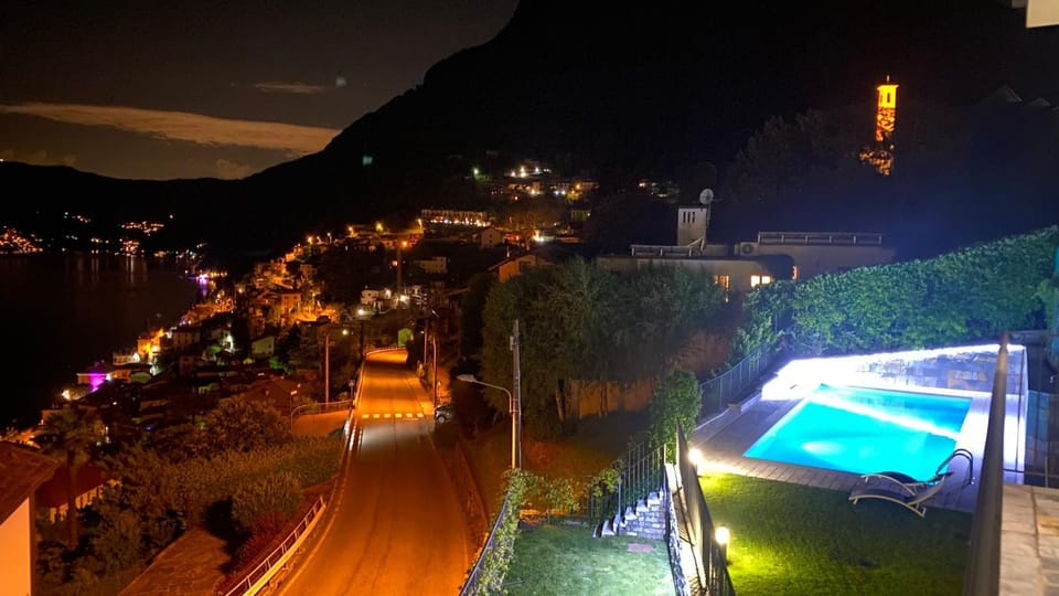 Night, Lake view, Pool view
