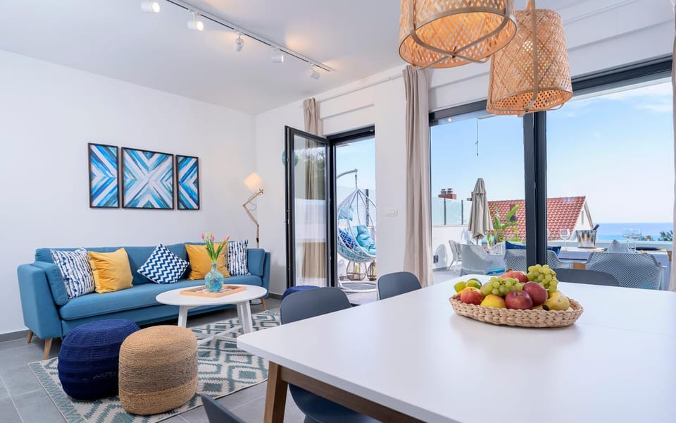 Living room, Seating area, Sea view