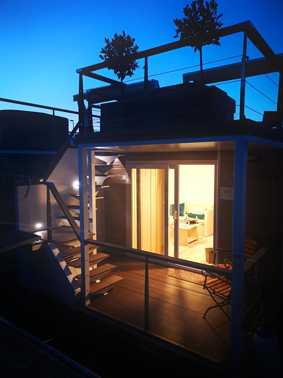 Property building, Patio, Night, View (from property/room), Balcony/Terrace