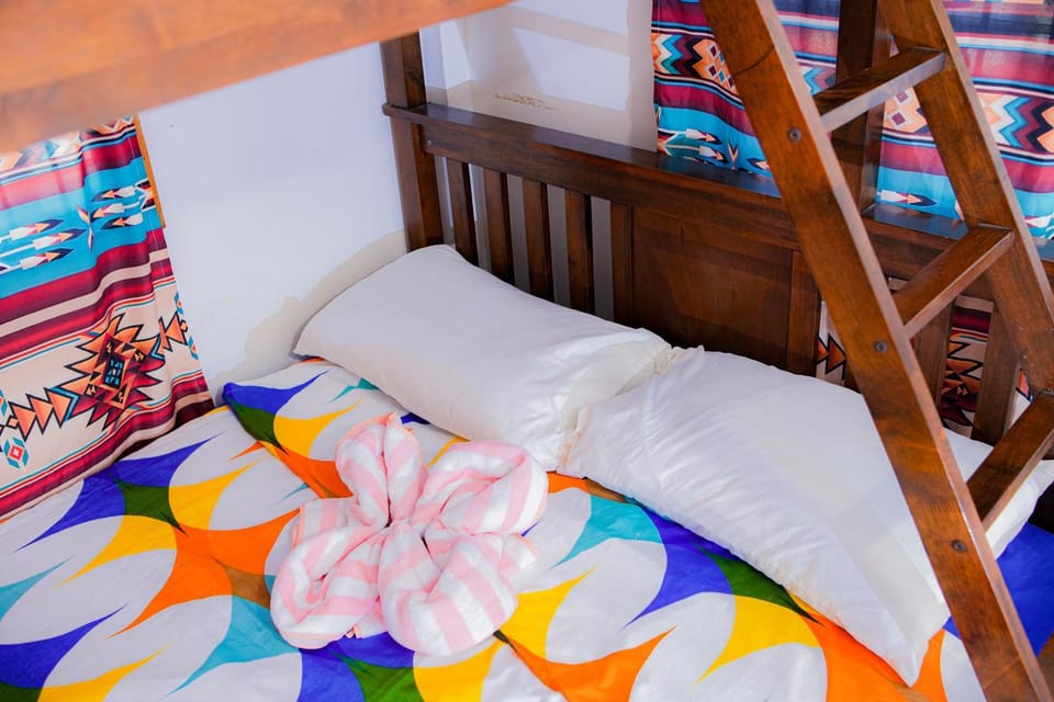Bed, Photo of the whole room, Bedroom, bunk bed, towels
