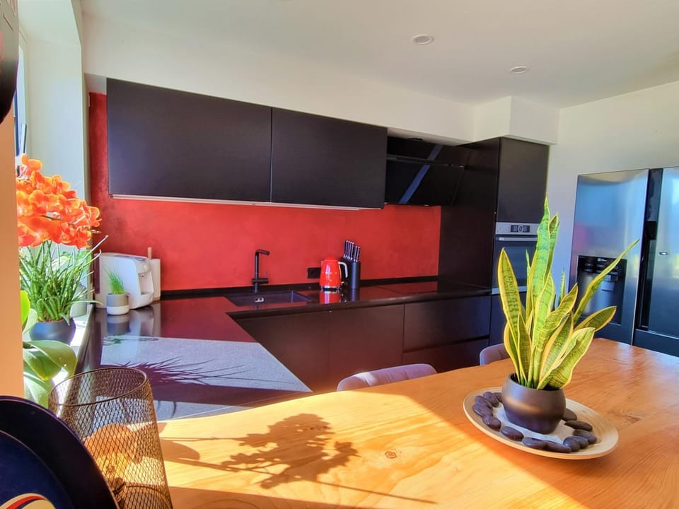 Kitchen or kitchenette, stove