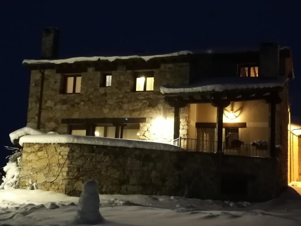 Property building, Night, Winter