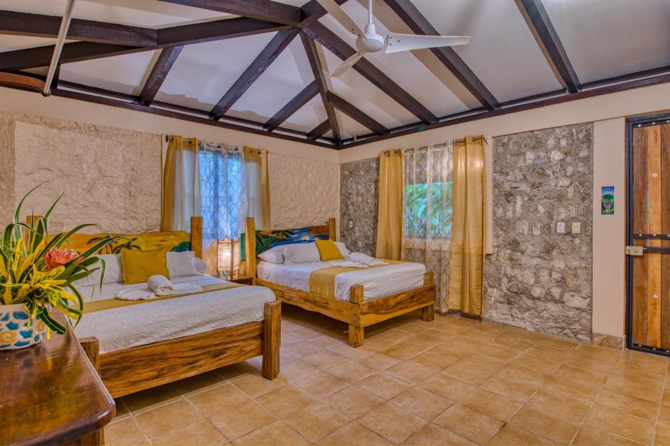 Bed, Garden view, fireplace, locker
