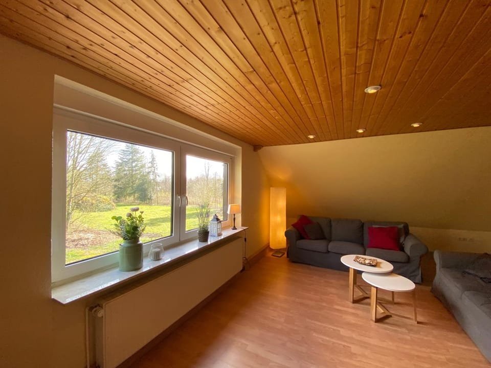 View (from property/room), Living room, Seating area, Garden view