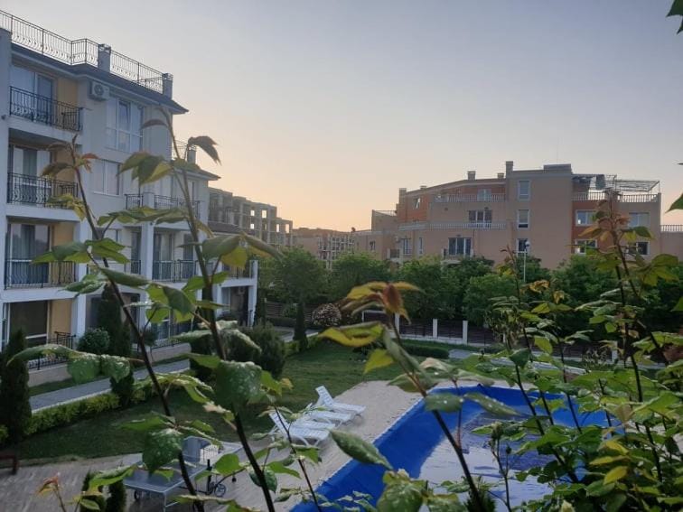 Property building, Swimming pool, Sunrise
