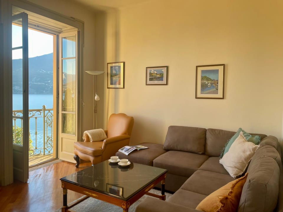 Living room, Seating area, Lake view