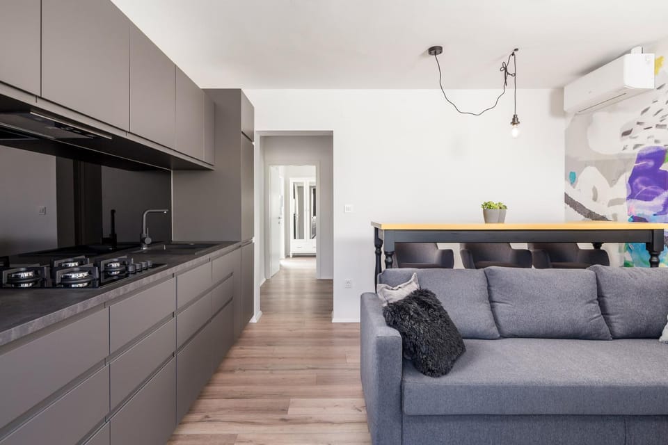 Kitchen or kitchenette, Living room, Dining area