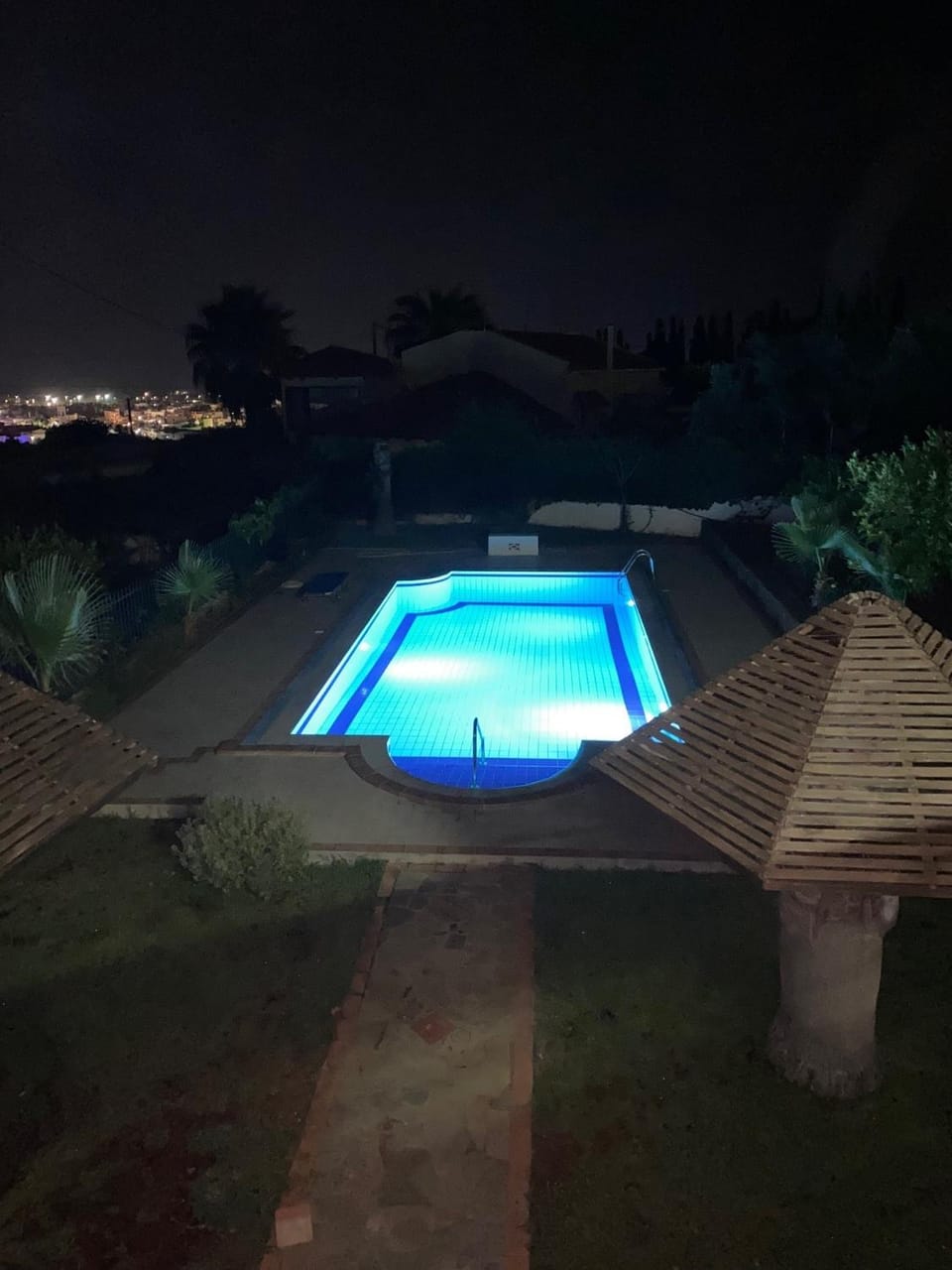 Night, Pool view, Swimming pool