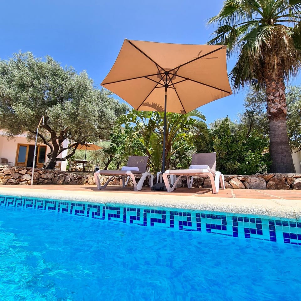 Swimming pool, sunbed