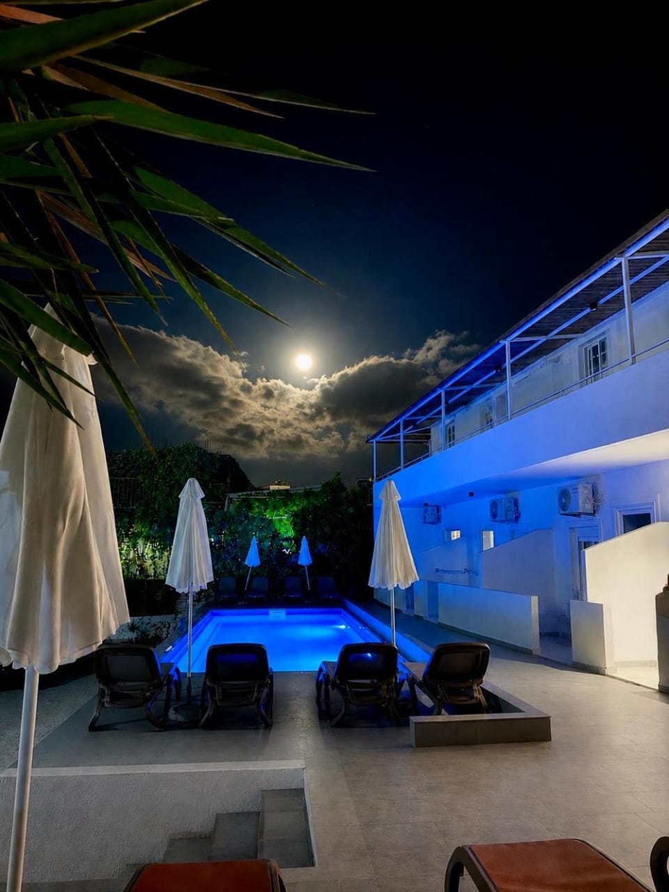 Night, Pool view, Swimming pool