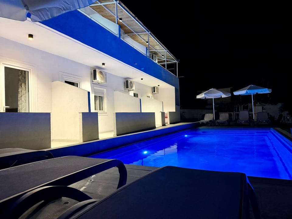 Night, Pool view, Swimming pool