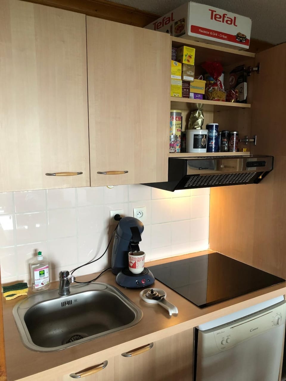 Kitchen or kitchenette, dishwasher, stove