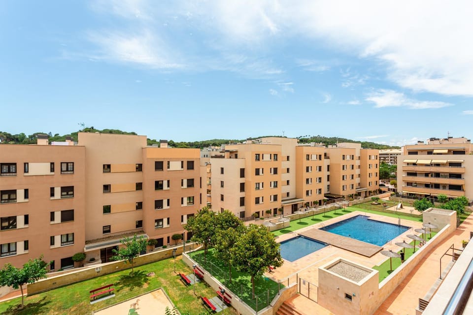 Property building, Living room, Swimming pool