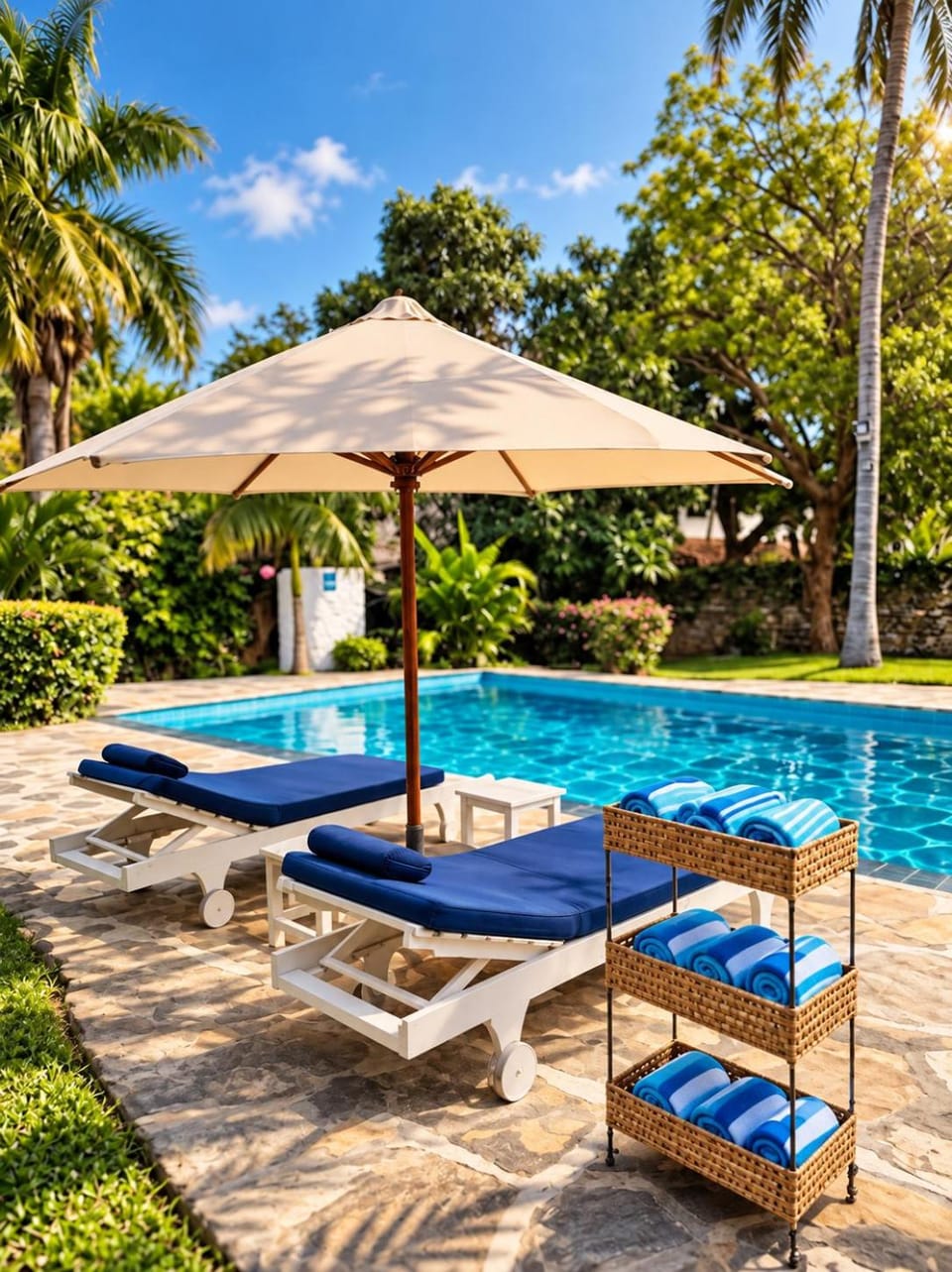 Pool view, Swimming pool, sunbed